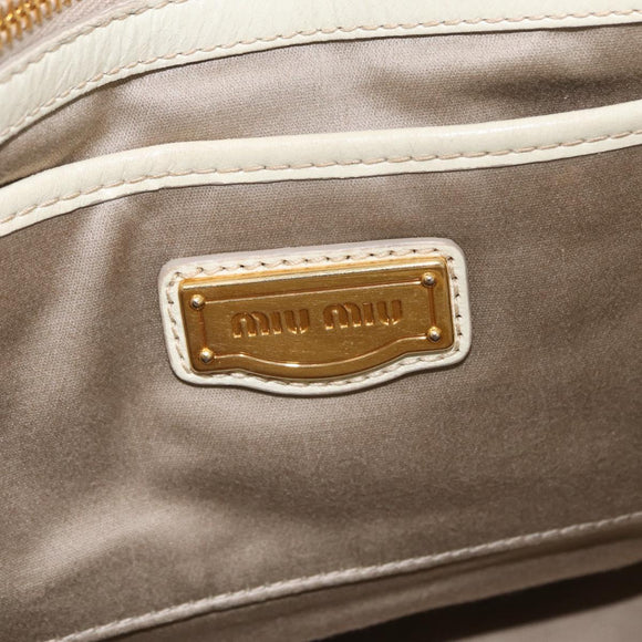Miu Miu Hand Bag Leather Ivory Gold Tone Auth 207589A