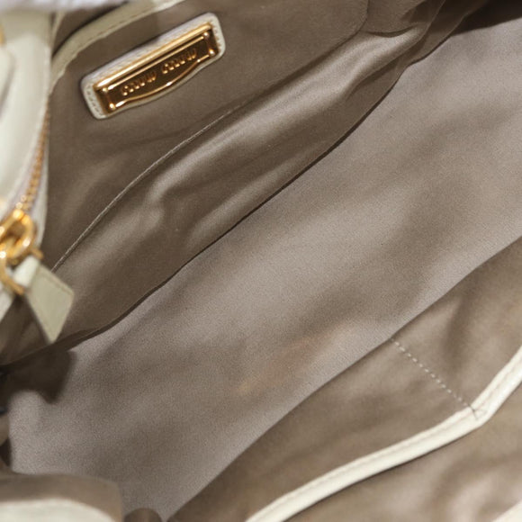 Miu Miu Hand Bag Leather Ivory Gold Tone Auth 207589A