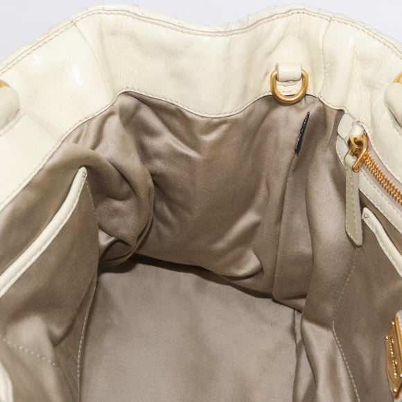 Miu Miu Hand Bag Leather Ivory Gold Tone Auth 207589A