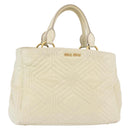 Miu Miu Hand Bag Leather Ivory Gold Tone Auth 207589A-1