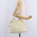 Miu Miu Hand Bag Leather Ivory Gold Tone Auth 207589A-22