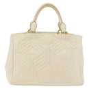 Miu Miu Hand Bag Leather Ivory Gold Tone Auth 207589A-2