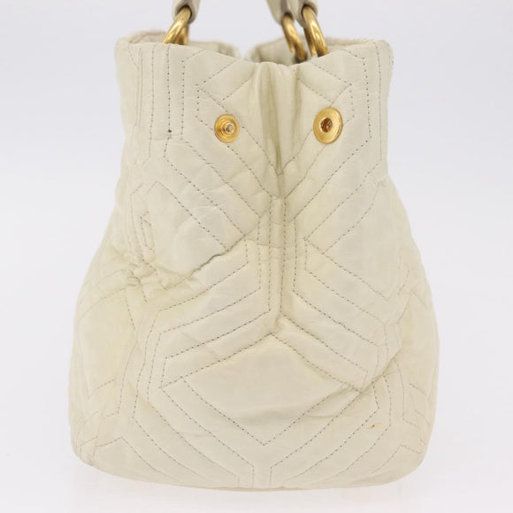 Miu Miu Hand Bag Leather Ivory Gold Tone Auth 207589A