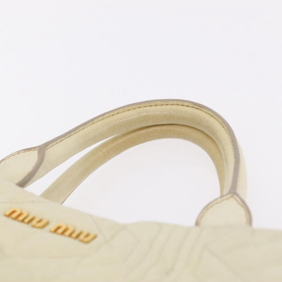 Miu Miu Hand Bag Leather Ivory Gold Tone Auth 207589A
