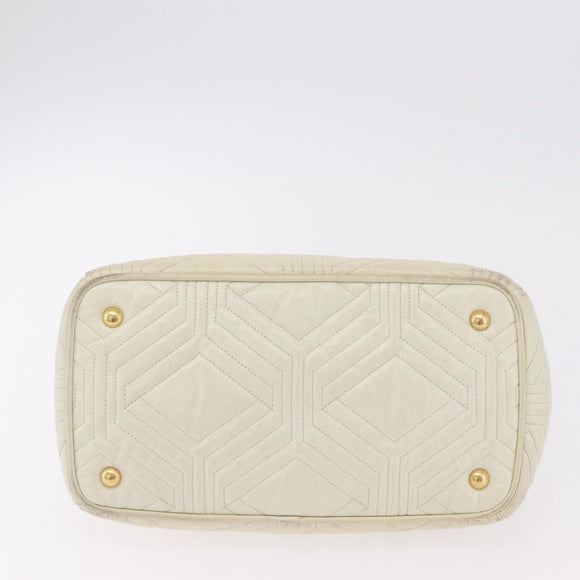 Miu Miu Hand Bag Leather Ivory Gold Tone Auth 207589A