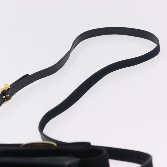 Salvatore Ferragamo Vala Shoulder Bag Suede Navy Gold Tone Auth 207593