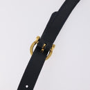 Salvatore Ferragamo Vala Shoulder Bag Suede Navy Gold Tone Auth 207593-9