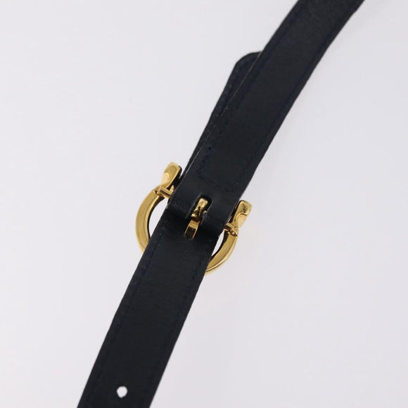 Salvatore Ferragamo Vala Shoulder Bag Suede Navy Gold Tone Auth 207593