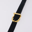 Salvatore Ferragamo Vala Shoulder Bag Suede Navy Gold Tone Auth 207593-16