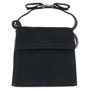 Salvatore Ferragamo Vala Shoulder Bag Suede Navy Gold Tone Auth 207593-13