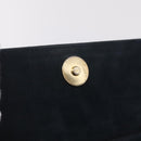 Salvatore Ferragamo Vala Shoulder Bag Suede Navy Gold Tone Auth 207593-22