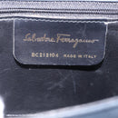Salvatore Ferragamo Vala Shoulder Bag Suede Navy Gold Tone Auth 207593-12