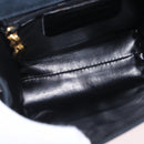 Salvatore Ferragamo Vala Shoulder Bag Suede Navy Gold Tone Auth 207593-11