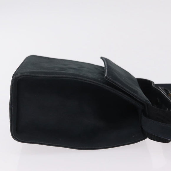 Salvatore Ferragamo Vala Shoulder Bag Suede Navy Gold Tone Auth 207593