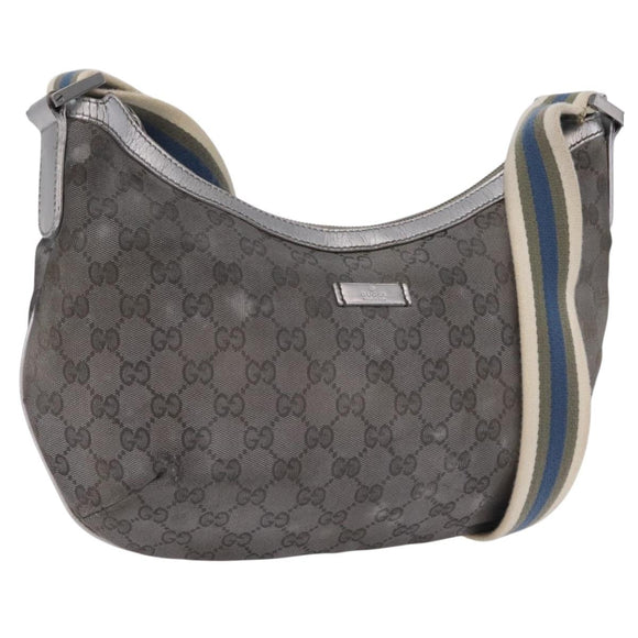 GUCCI GG Canvas Shoulder Bag Silver 181092 Auth 207594