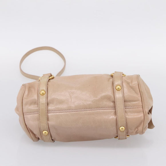Miu Miu Vitellolux Hand Bag Leather 2way Pink Gold Tone Auth 207597V