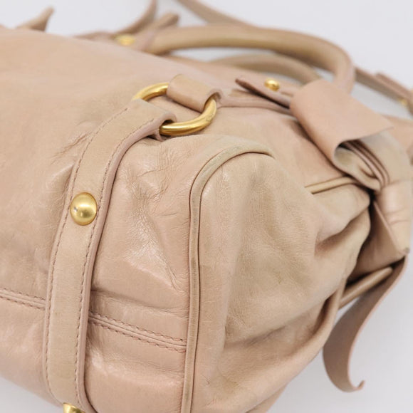 Miu Miu Vitellolux Hand Bag Leather 2way Pink Gold Tone Auth 207597V