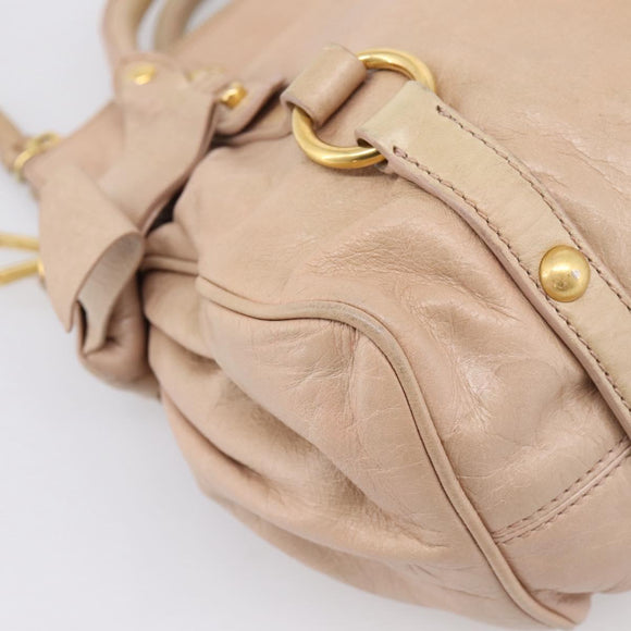 Miu Miu Vitellolux Hand Bag Leather 2way Pink Gold Tone Auth 207597V