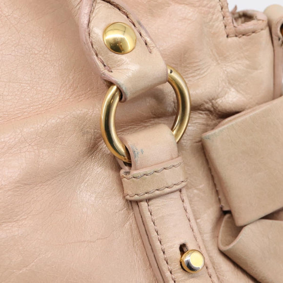 Miu Miu Vitellolux Hand Bag Leather 2way Pink Gold Tone Auth 207597V