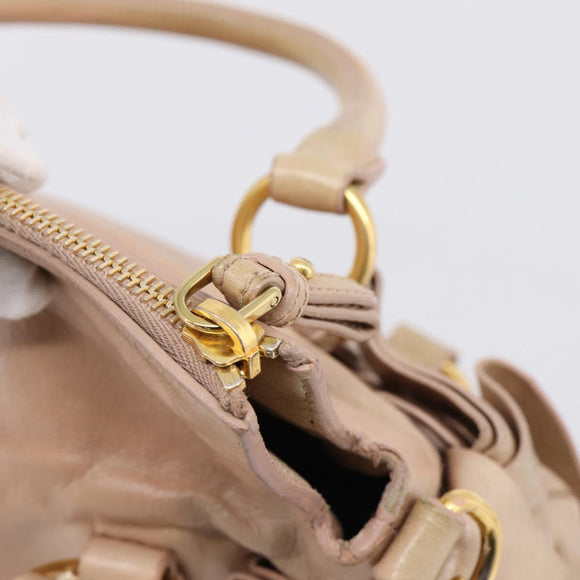 Miu Miu Vitellolux Hand Bag Leather 2way Pink Gold Tone Auth 207597V
