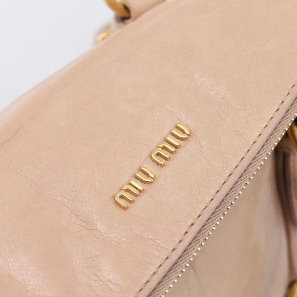 Miu Miu Vitellolux Hand Bag Leather 2way Pink Gold Tone Auth 207597V