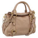 Miu Miu Vitellolux Hand Bag Leather 2way Pink Gold Tone Auth 207597V-1