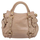 Miu Miu Vitellolux Hand Bag Leather 2way Pink Gold Tone Auth 207597V-2