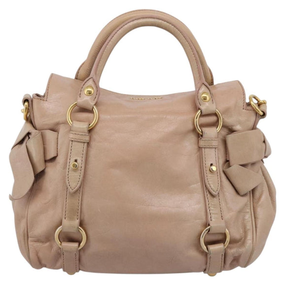Miu Miu Vitellolux Hand Bag Leather 2way Pink Gold Tone Auth 207597V
