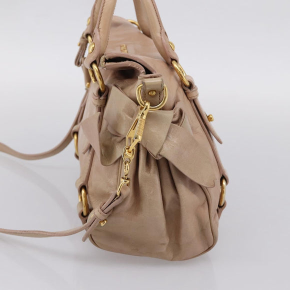 Miu Miu Vitellolux Hand Bag Leather 2way Pink Gold Tone Auth 207597V