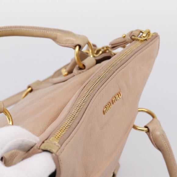 Miu Miu Vitellolux Hand Bag Leather 2way Pink Gold Tone Auth 207597V