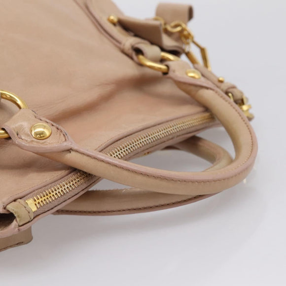 Miu Miu Vitellolux Hand Bag Leather 2way Pink Gold Tone Auth 207597V