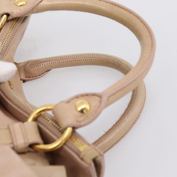 Miu Miu Vitellolux Hand Bag Leather 2way Pink Gold Tone Auth 207597V