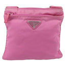 PRADA Shoulder Bag Nylon Pink Silver Auth 207599A-13