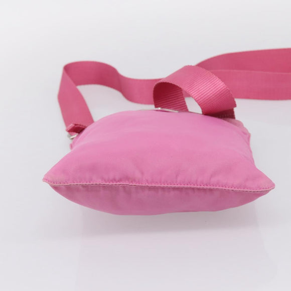 PRADA Shoulder Bag Nylon Pink Silver Auth 207599A