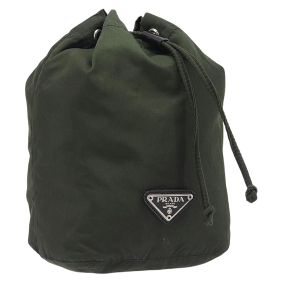 PRADA Pouch Nylon Green Silver Auth 207600A