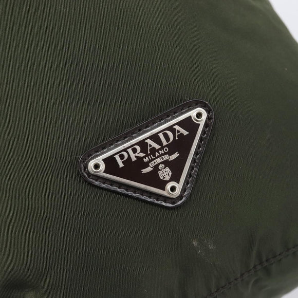 PRADA Pouch Nylon Green Silver Auth 207600A