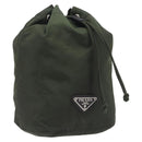 PRADA Pouch Nylon Green Silver Auth 207600A-1