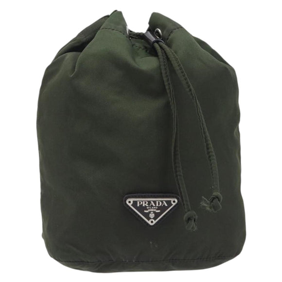 PRADA Pouch Nylon Green Silver Auth 207600A