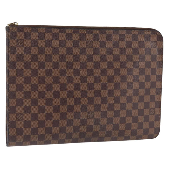 LOUIS VUITTON Damier Ebene Posh Documents Clutch Bag LV Auth 207602