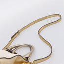 Miu Miu Madras Hand Bag Leather 2way Gold Auth 207611A-15