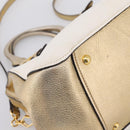 Miu Miu Madras Hand Bag Leather 2way Gold Auth 207611A-17