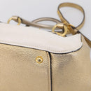Miu Miu Madras Hand Bag Leather 2way Gold Auth 207611A-18