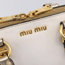 Miu Miu Madras Hand Bag Leather 2way Gold Auth 207611A-21