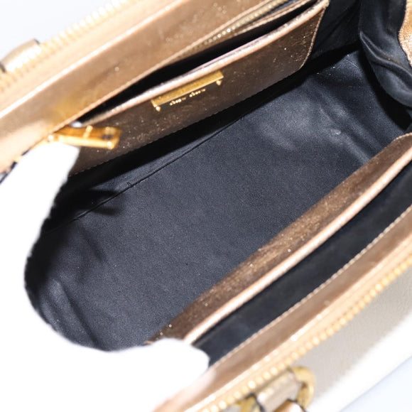 Miu Miu Madras Hand Bag Leather 2way Gold Auth 207611A