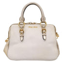 Miu Miu Madras Hand Bag Leather 2way Gold Auth 207611A-13