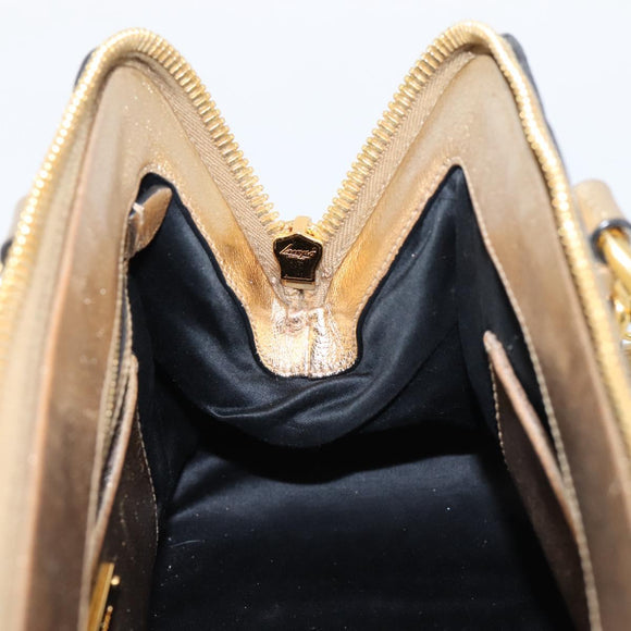 Miu Miu Madras Hand Bag Leather 2way Gold Auth 207611A