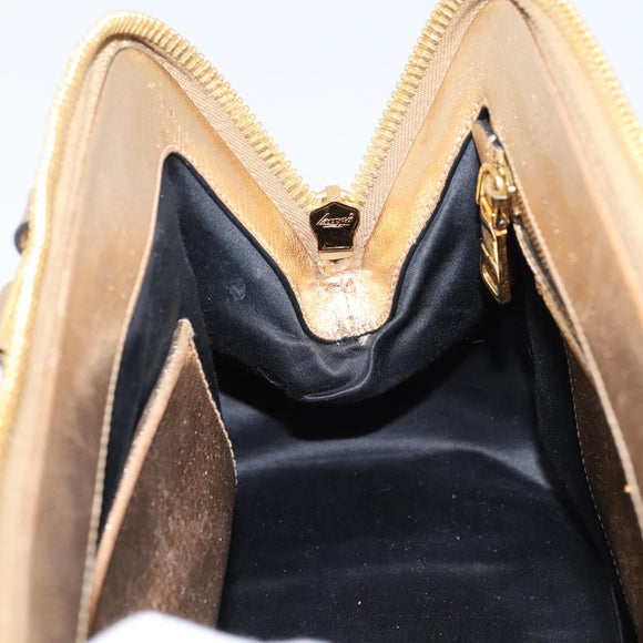 Miu Miu Madras Hand Bag Leather 2way Gold Auth 207611A