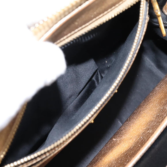 Miu Miu Madras Hand Bag Leather 2way Gold Auth 207611A