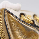Miu Miu Madras Hand Bag Leather 2way Gold Auth 207611A-10