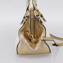 Miu Miu Madras Hand Bag Leather 2way Gold Auth 207611A-3